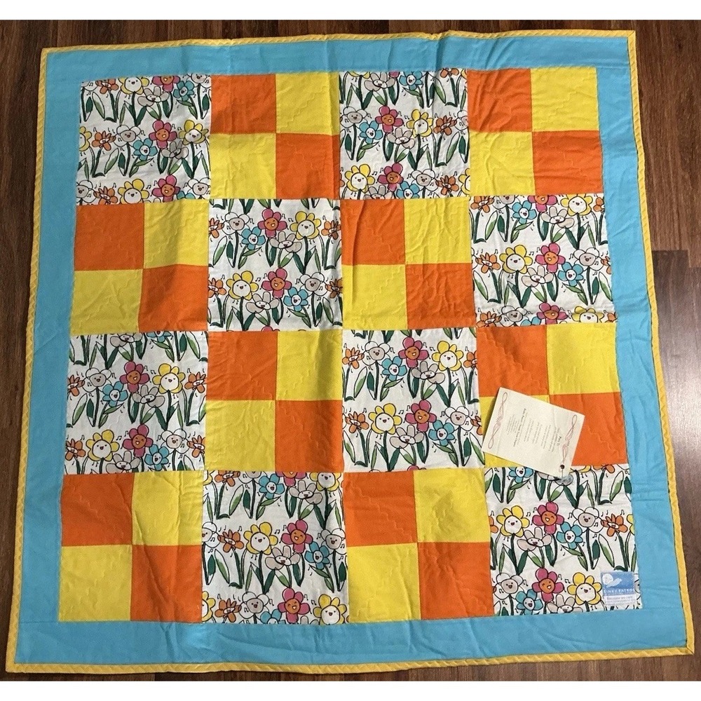 Patchwork baby quilt checkerboard pattern Handmade By Binky Patrol 41in x 41in